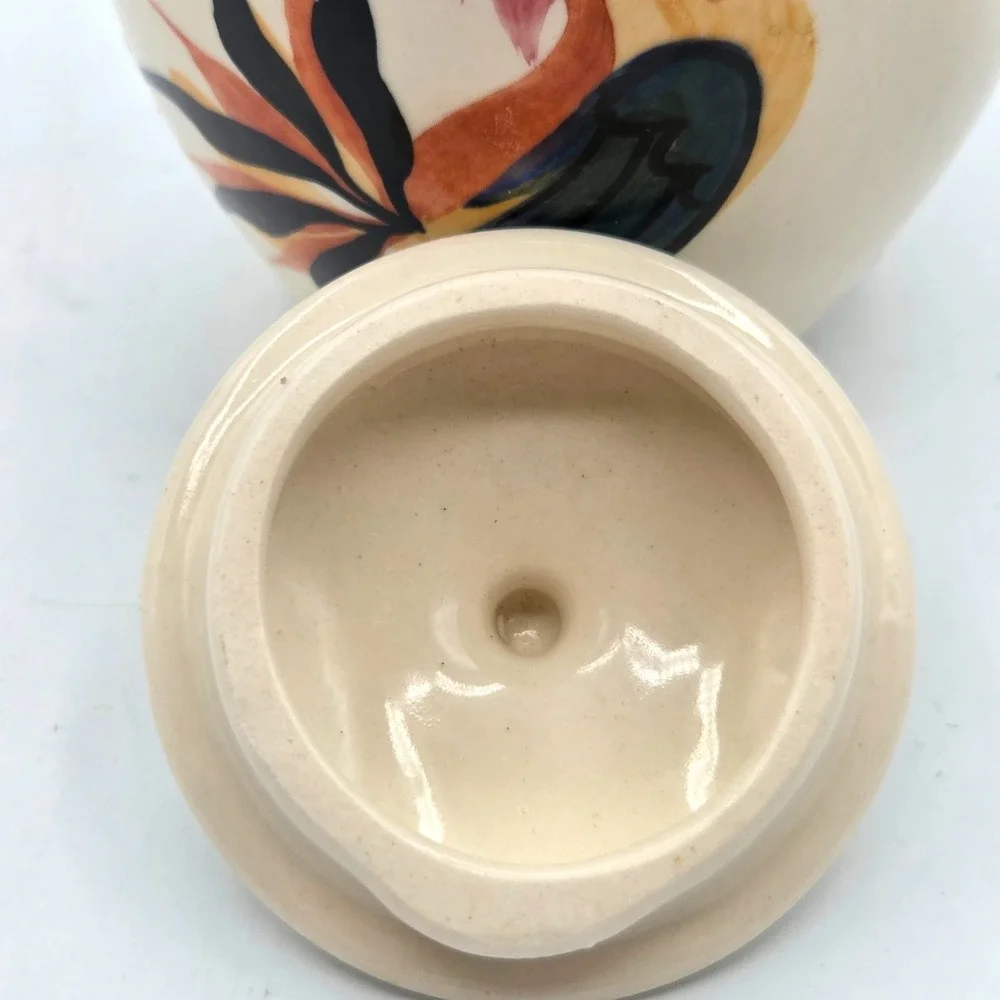 Emerson Creek Pottery Rooster Creamer and Sugar with Lid Hand Painted VINTAGE